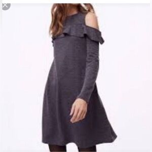 Loft Elegant Gray Cold Shoulder Dress
